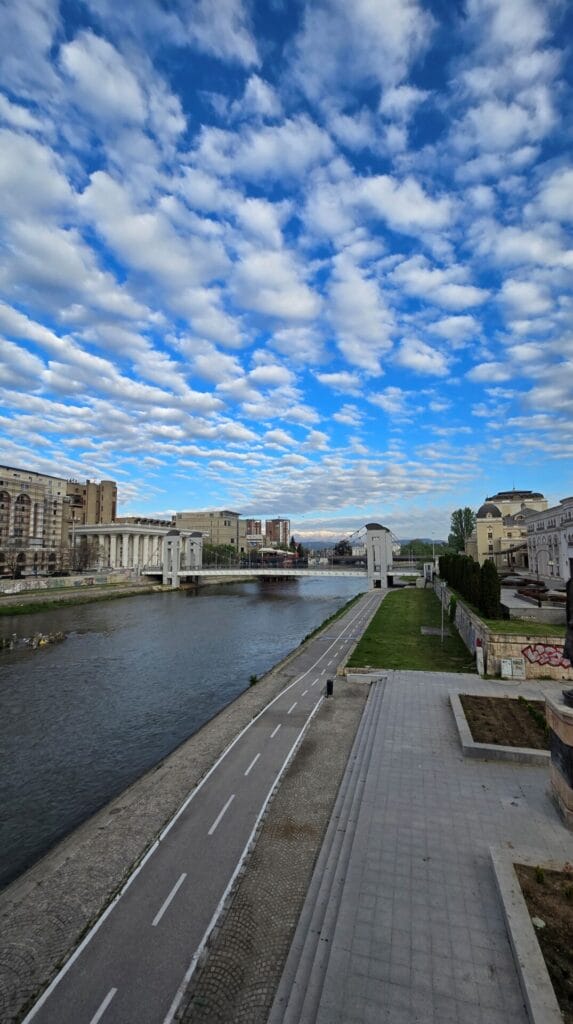 Looking Down the Vardar River In Down Town Skopje